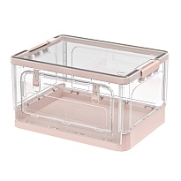 Ящик пластиковый складной прозрачный, дно розовое, 490х360х280 мм, с колесиками в Евпатории