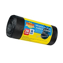 Мешки для мусора 240 л, черные, в рулоне 10 шт., ПНД 40 мкм, 1250х1000 мм, Крепак, 4607075710153 в Евпатории