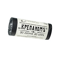Мешки для мусора 30 л, черные, в рулоне 20 шт., ПНД, 7 мкм, 560х440 мм, Крепаномъ, 4607075710580 в Евпатории