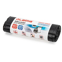 Мешки для мусора 60 л, черные, в рулоне 20 шт., ПНД, 10 мкм, 700х600 мм, LAIMA, 601381 в Евпатории