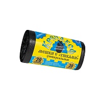 Мешки для мусора 20 л, с ушками, черные, в рулоне 30 шт., ПНД, 10 мкм, 550х440 мм, Крепакоф, 4607075710405 в Евпатории Мешки для мусора 20 л, с ушками, черные, в рулоне 30 шт., ПНД, 10 мкм, 550х440 мм, Крепакоф, 4607075710405 в Евпатории