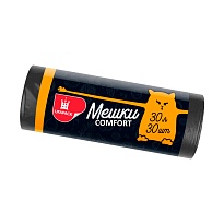 Мешки для мусора 30 л, черные, в рулоне 30 шт., ПНД, 7 мкм, 560х480 мм, Comfort, М0291 (МН 30-30ч) в Евпатории