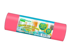 Мешки для мусора 120 л, с завязками, красные, в рулоне 10 шт., ПНД, 15 мкм, 800х750 мм, VIP, Z12010red в Евпатории