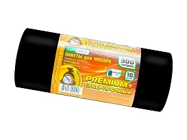 Мешки для мусора 300 л, черные, в рулоне 10 шт., ПВД 70 мкм, 1400х1000 мм, PREMIUM+, 30010160 в Евпатории