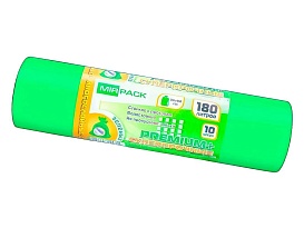 Мешки для мусора 180 л, ароматизированные, зеленые, в рулоне 10 шт., ПВД, 35 мкм, 1100х930 мм, PREMIUM+, 180105301 в Евпатории