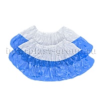 Бахилы бело-синие 1000 шт (500 пар), 48 мкм, двойная подошва, с одной резинкой, Эконом+ в Евпатории