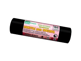 Мешки для мусора 180 л, ароматизированные, черные, в рулоне 10 шт., ПВД, 50 мкм, 1100х930 мм, EXTRA black, 18008301 в Евпатории