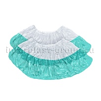 Бахилы бело-бирюзовые 1000 шт (500 пар), 48 мкм, двойная подошва, с одной резинкой, Эконом+ в Евпатории