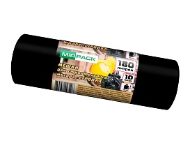 Мешки для мусора 180 л, ароматизированные, черные, в рулоне 10 шт., ПВД, 70 мкм, 1100х930 мм, СТРОЙКА, S18010110 в Евпатории