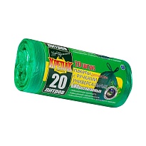 Мешки для мусора 20 л, биоразлагаемые, с ручками, черные, в рулоне 30 шт., ПНД, 10 мкм, 550х440 мм, Крепак, 4607075710047 в Евпатории