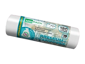 Мешки для мусора 180 л, ароматизированные, белые, в рулоне 10 шт., ПВД, 35 мкм, 1100х930 мм, PREMIUM+, 180105302 в Евпатории