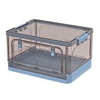 Ящик пластиковый складной прозрачный коричневый, дно синее,490х360х280 мм, с колесиками в Евпатории