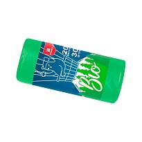 Мешки для мусора 20 л, биоразлагаемые, зеленые, в рулоне 30 шт., ПНД, 8 мкм, 500х400 мм, БИО, МБ2097 (МНБ 20-30ж) в Евпатории