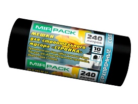 Мешки для мусора 240 л, ароматизированные, черные, в рулоне 10 шт., ПВД 70 мкм, 1300х930 мм, СТРОЙКА, S24010130 в Евпатории