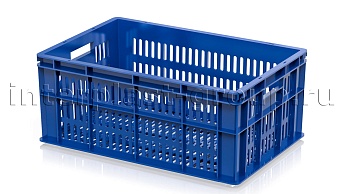 Ящик для молока, мяса, овощей и фруктов большая перфорация дно перфорированное синий в Евпатории