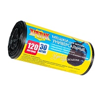 Мешки для мусора 120 л, черные, в рулоне 30 шт., ПНД, 15 мкм, 1100х700 мм, Крепак, 4607075710122 в Евпатории