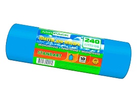 Мешки для мусора 240 л, ароматизированные, синие, в рулоне 10 шт., ПВД 30 мкм, 1300х930 мм, STANDART, 24010661 в Евпатории Мешки для мусора 240 л, ароматизированные, синие, в рулоне 10 шт., ПВД 30 мкм, 1300х930 мм, STANDART, 24010661 в Евпатории