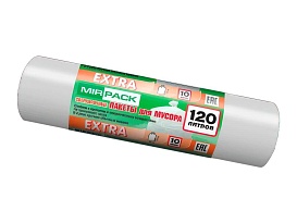 Мешки для мусора 120 л, белые, в рулоне 10 шт., ПНД, 14 мкм, 1100х700 мм, EXTRA, ex1201803 в Евпатории Мешки для мусора 120 л, белые, в рулоне 10 шт., ПНД, 14 мкм, 1100х700 мм, EXTRA, ex1201803 в Евпатории