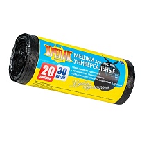Мешки для мусора 20 л, черные, в рулоне 30 шт., ПНД, 10 мкм, 550х440 мм, Крепак, 4607075710092 в Евпатории